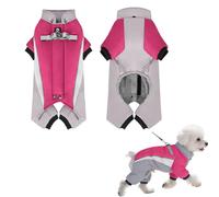 Rubu22a Manteau d'hiver pour chien - Protection complète du corps avec 4 pattes - Combinaison de neige en polaire chaude - Imperméable - Coupe-vent - Veste tampon pour chiot - Réfléchissant (rouge