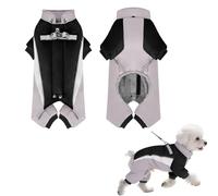 Rubu22a Manteau d'hiver pour chien - Protection complète du corps avec 4 pattes - Combinaison de neige en polaire chaude - Imperméable - Coupe-vent - Veste tampon pour chiot - Réfléchissant - Noir