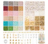 RUBY 3mm Perles pour Bracelet Morandi pour Perles de Rocaille, à Enfiler, Mini Perles Bracelet Kit de Perles en Bois, à Enfiler pour Noël, Kit de Fabrication de Bracelets, Fêtes, Vacances