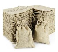RUBY 50 pièces Petite Sachets en Toile de Jute - 13 X 18cm Pochette Tissu, Sac en Jute Pochon Tissu, Sachet Lavande Vide, Sachet Lin, Deco Pochette Cadeau Mariage