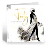 Ruby Ashley Carte d'anniversaire 40 ans pour femme. Carte de luxe en feuille d'or. Recyclable et fabriquée au Royaume-Uni