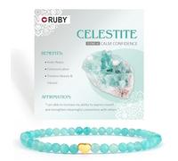 RUBY Bracelet de perles en pierre précieuse pour femme, perles de 4 mm et bracelet en forme de cœur en acier inoxydable, bijou élastique, cadeau de yoga, cadeau de Noël, avec boîte cadeau en bois