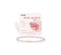 RUBY Bracelet de perles en pierre précieuse pour femme, perles de 4 mm et bracelet en forme de cœur en acier inoxydable, bijou élastique, cadeau de yoga, cadeau de Noël, avec boîte cadeau en bois