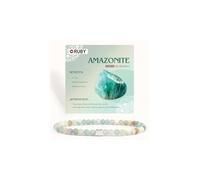 RUBY Bracelet de perles en pierre précieuse pour femme - Perles de 4 mm et plaqué or 18 carats - Bracelet élastique en acier inoxydable - Cadeau de Saint-Valentin - Avec boîte cadeau en bois, 18