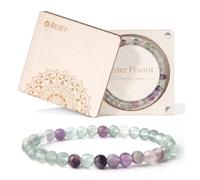 RUBY Bracelet extensible de 6 mm, fabriqué à la main en véritable pierre naturelle, bracelet porte-bonheur, cadeau exquis pour mère et sœurs, boîte cadeau magnétique en bois et perles de rechange