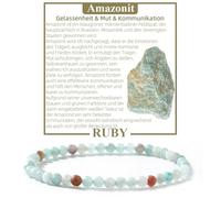 RUBY Bracelet Pierre Naturelle Femme Perle Ronde Facettée 4mm Amazonite de Qualité pour Femmes, Couples, Petites Amies