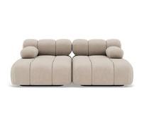 Lisa Design - Ruby - canapé Droit 4 Places avec Double méridienne - Assise Profonde - en Velours texturé, Beige