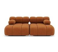 Ruby - canapé droit 4 places avec double méridienne - assise profonde - en velours texturé - Terracotta