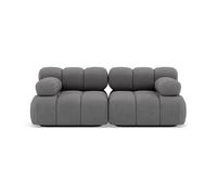 Ruby - canapé droit modulable 2 places en velours texturé - Gris Gris G