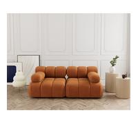 Ruby - canapé droit modulable 2 places en velours texturé - Terracotta