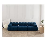 Ruby - canapé droit modulable 3 places en velours texturé - Bleu