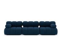 Lisa Design - Ruby - canapé Droit modulable 3 Places en Velours texturé, Bleu