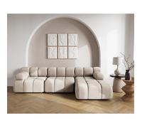 Ruby - canapé modulable d'angle droit 4 places en velours texturé - Beige Beige G