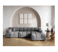 Lisa Design - Ruby - canapé modulable d'angle Droit 4 Places en Velours texturé, Gris