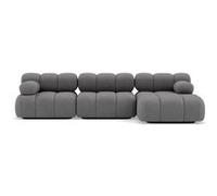 Lisa Design - Ruby - canapé modulable d'angle Droit 4 Places en Velours texturé, Gris