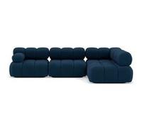 Lisa Design - Ruby - canapé modulable d'angle Droit 5 Places en Velours texturé, Bleu