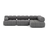 Ruby - canapé modulable d'angle droit 5 places en velours texturé - Gris Gris G