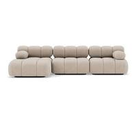 Ruby - canapé modulable d'angle gauche 4 places en velours texturé - Beige