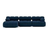 Ruby - canapé modulable d'angle gauche 4 places en velours texturé - Bleu Bleu G