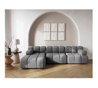 Ruby - canapé modulable d'angle gauche 4 places en velours texturé - Gris