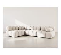 Ruby - canapé modulable d'angle gauche 5 places en velours texturé - Beige