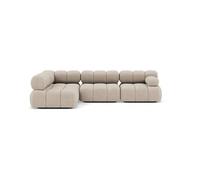 Lisa Design - Ruby - canapé modulable d'angle Gauche 5 Places en Velours texturé, Beige