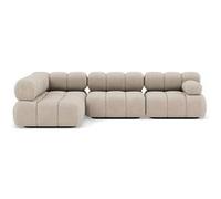 Ruby - canapé modulable d'angle gauche 5 places en velours texturé - Beige