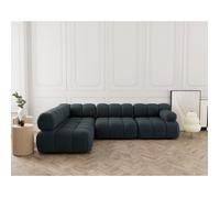 Ruby - canapé modulable d'angle gauche 5 places en velours texturé - Noir Noir G