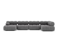 Ruby - canapé panoramique modulable d'angle droit 7 places en velours texturé - Gris