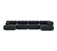 Lisa Design - Ruby - canapé panoramique modulable d'angle Droit 7 Places en Velours texturé, Noir