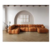 Ruby - canapé panoramique modulable d'angle gauche 7 places en velours texturé - Terracotta Terracotta G