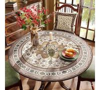 Ruby Lil Nappe Ronde en Cuir PU Housse De Table Imperméable À l'eau Tapis De Table Résistant Aux Taches Essuyable pour Salle À Manger,D,80cm(31in)