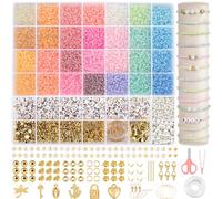 RUBY Lot de 28 perles colorées pour bracelets de 3 mm - Perles macaron à enfiler - Pastel - Mini bracelets en verre - Pour la fabrication de bijoux, les vacances, les fêtes, les récompenses (macaron)