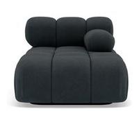Lisa Design - Ruby - Module d'assise méridienne Droite en Velours texturé, Noir