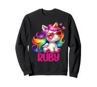 Ruby Nom personnalisé Licorne colorée pour Femmes et Filles Sweatshirt