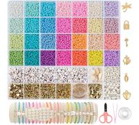 RUBY Perles de Rocaille 3mm, Macarons Colorées en Verre Mat à Enfiler, Mini Perles pour Bracelet, Kit DIY pour Vacances, Fêtes, Noël