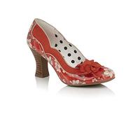 Ruby Shoo Viola Coral Mid Heel Floral Patent Shoes UK 7