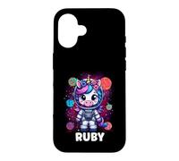 Ruby Unicorn Space Astronaute Coque pour iPhone 16