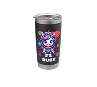 Ruby Unicorn Space Astronaute Gobelet isotherme en acier inoxydable double paroi