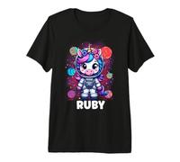 Ruby Unicorn Space Astronaute T-Shirt Haut de Gamme