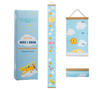 RubyRoo Tableau de croissance pour bébé - Tableau de croissance pour enfants - Décoration murale pour enfant - Tableau de mesure de hauteur avec cadre en bois - 18,9 x 180,9 cm - Thème d'aventure