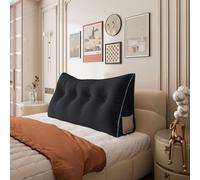 Rucener - Grand coussin de dossier triangulaire pour canapé, tête haute, pour lit, parfait comme coussin pour regarder la télévision et lire, disponible dans de nombreux modèles élégants, noir, 120 cm