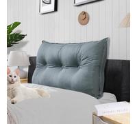 Rucener Oreiller Traversin Soutien Dorsal Gros Coussin Canapé Coussin Tête de Lit Dossier Traversin Gros Coussin Dossier Coussin de Lecture Triangulaire Coussin de Coin Bleu Profond 100 CM