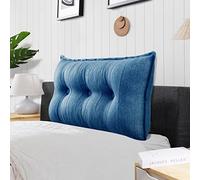 Rucener Oreiller Traversin Soutien Dorsal Gros Coussin Canapé Coussin Tête de Lit Dossier Traversin Gros Coussin Dossier Triangulaire Coussin de Coin Coussin de Lecture Bleu 100 CM