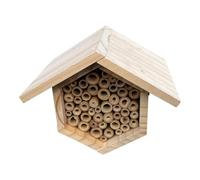 Ruche d'abeille avec tubes - Bois hexagonal fait à la main, maison de pollinisation, espace de vie de jardin en plein air | Design créatif et moderne pour pelouse, cours, balcons, terrasses, clôtures