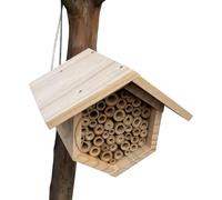 Ruche d'abeille en bois : construction écologique en tube hexagonal, matériau naturel fait à la main, design résistant pour l'extérieur, pour jardins, cours, balcons, cours, clôtures, bûches