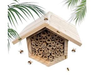 Ruche d'abeilles solitaire - Ruche hexagonale de 14,5 cm avec tubes | Bee Box Habitat - Pour jardins, porches, pelouse, extérieur | Abri d’hôtel contre les insectes des bois | Balcons des cours intéri
