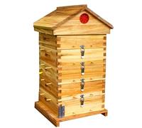 Ruche pour Abeilles Asiatiques, Ruche à 5 Niveaux avec Grilles et Fenêtres D'observation, en Bois de Sapin Traité à la Cire, avec Toit incliné
