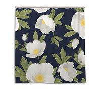 Ruchen Rideau de Douche imperméable pour Salle de Bain Motif anémone/Rose/Floral Résistant à la moisissure 183 cm, Polyester, Bleu, 72x72 inch