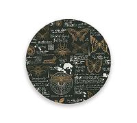 Ruchen Sous-verres absorbants avec motif insectes, papillons, scarabées, croquis écrits à la main en céramique, Céramique, 1PCS